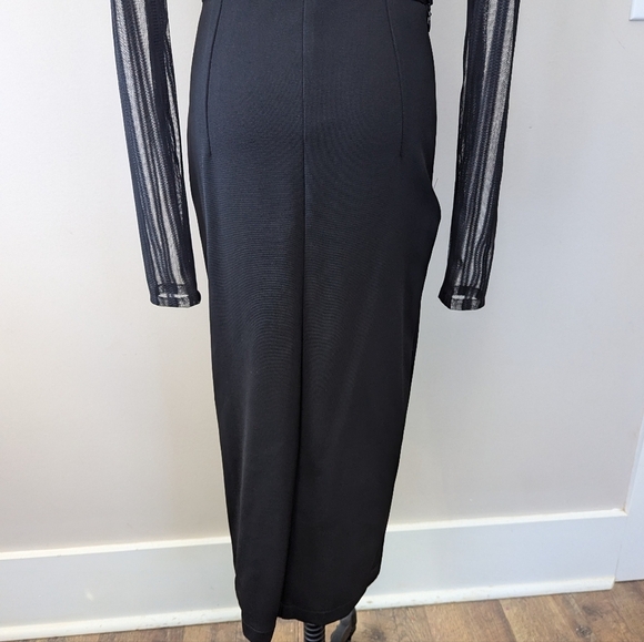Bill Hallman Sheer Striped Pencil Midi Dress Retro Wiggle - Picture 8 of 15